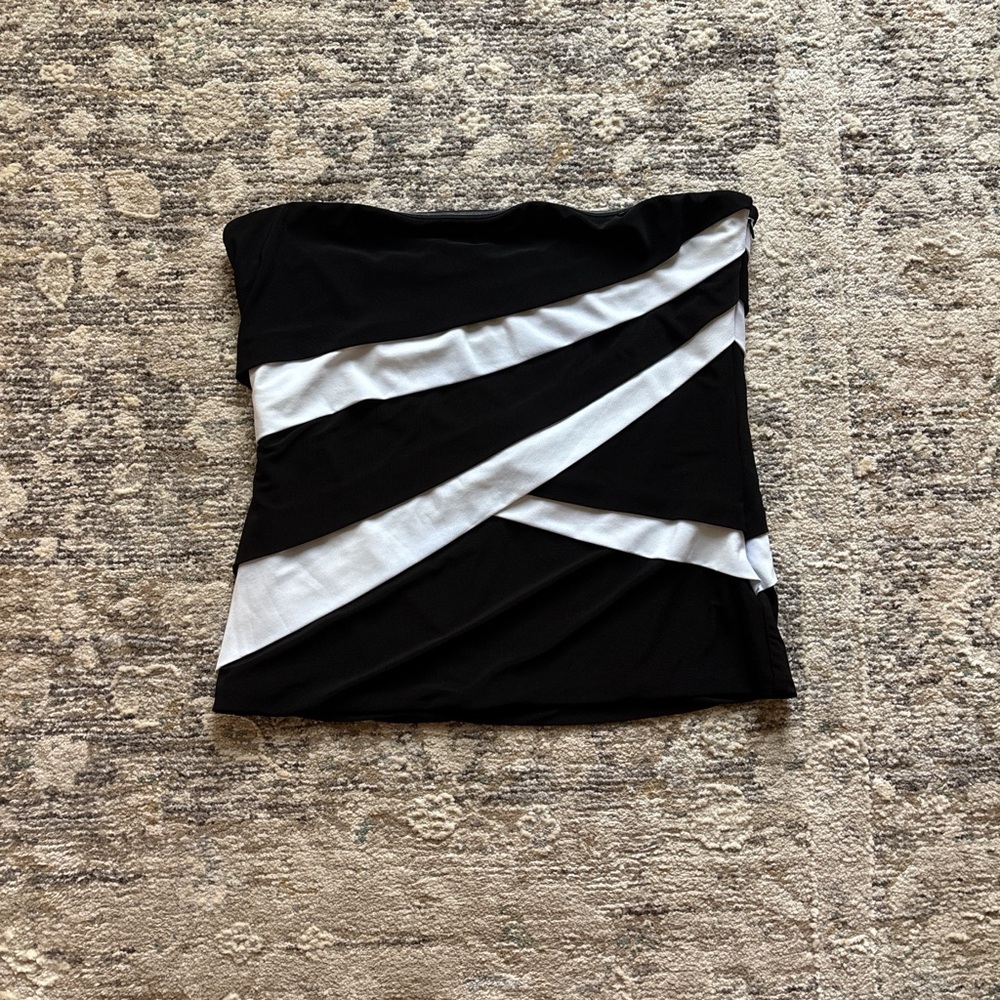 Black and white striped tube top